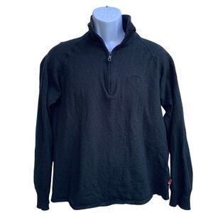 The North Face 1/4 Zip Wool Cotton Pullover Soft Black Sweater  Size L